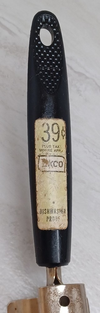 Vintage Ekco Metal Knife Sharpener Pull-Through Black Handle Original Sticker