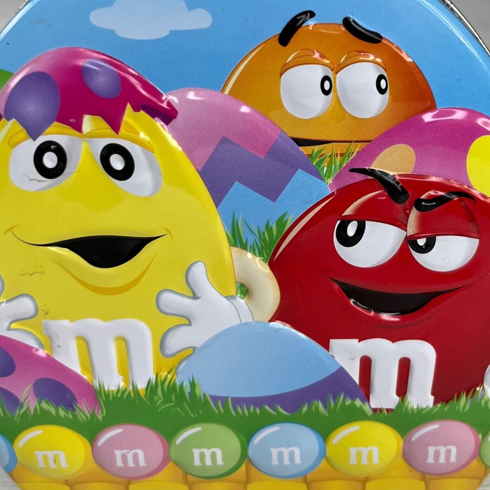 M&Ms Easter Themed Tin Lunch Box Handle Blue