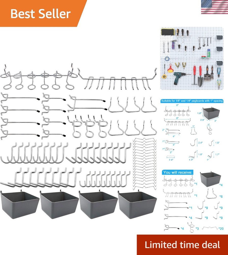Versatile 80-Piece Pegboard Toolkit with Bins & Locks for Maximum Organization