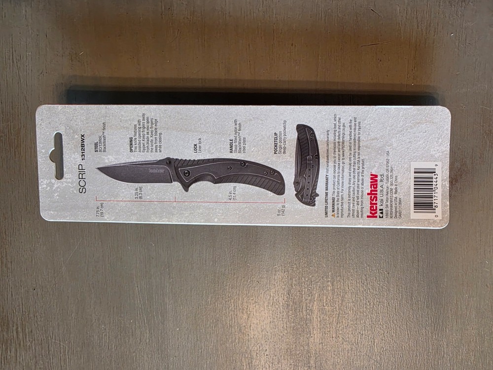 Kershaw - Scrip Folding Knife - Black Handle Black Blade