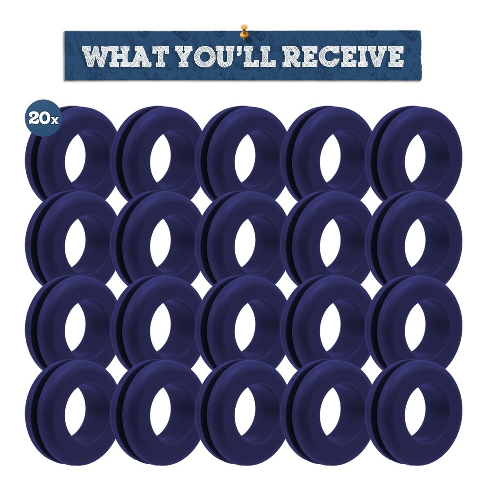 Fermentaholics Navy Blue Airlock Fermentation Replacement Grommets - 20 pack