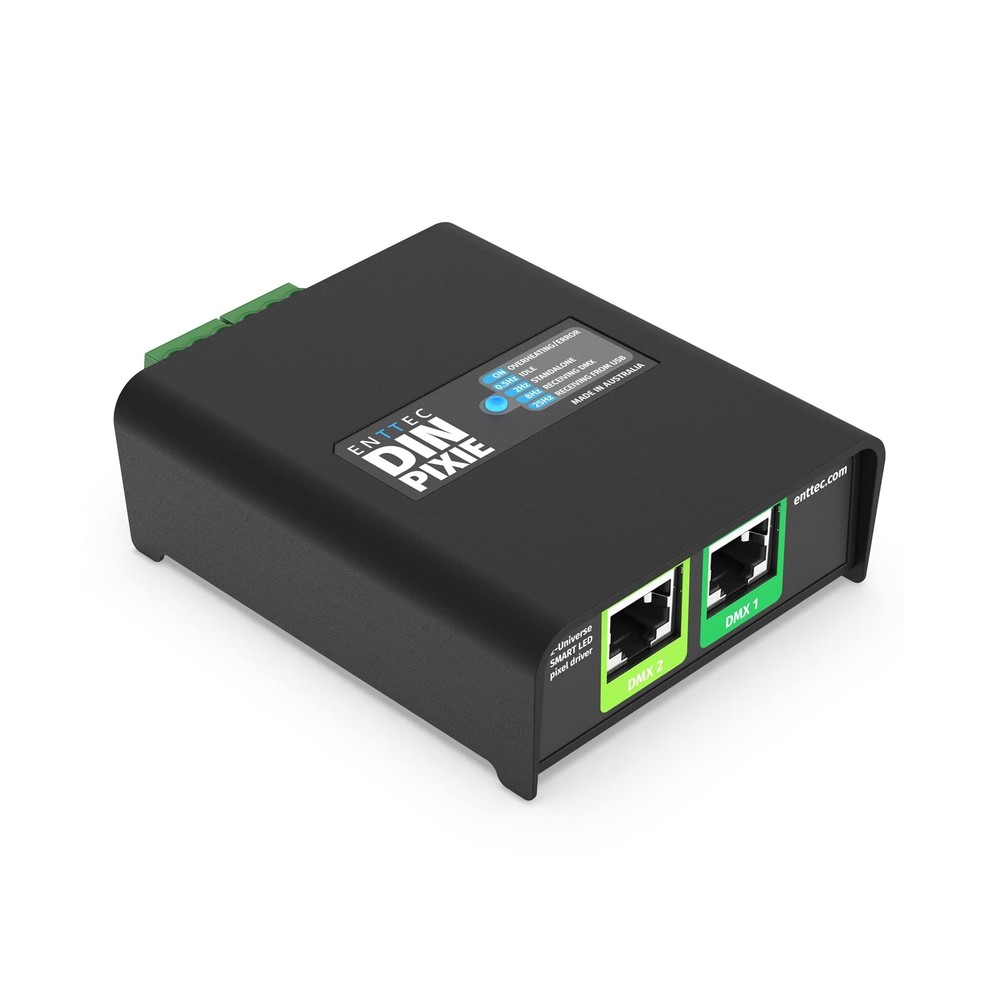 Enttec Din Pixie 73539 2-Universe DMX LED Pixel Controller, Black