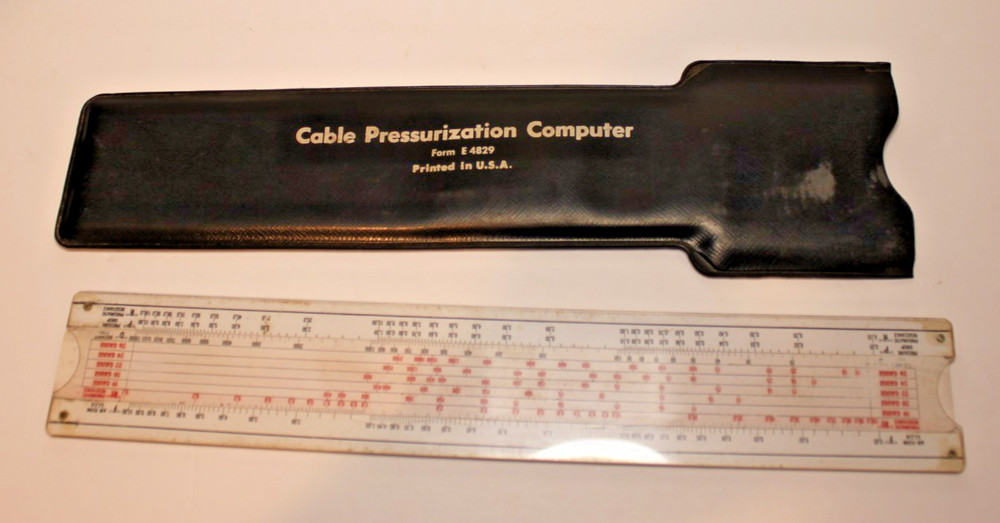 Cable Pressurization Computer Slide Rule Form E4829 USA W/ Sheath Case