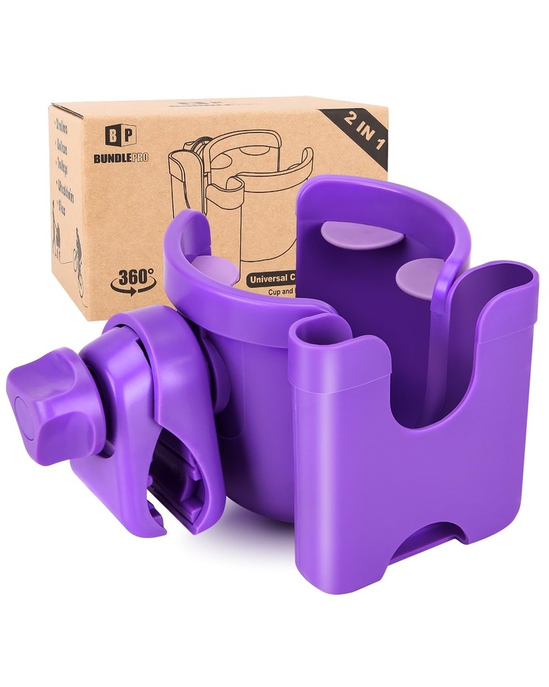Universal Stroller Cup Holder with Mobile Phone Case, 2-in-1 Strollers Storag...