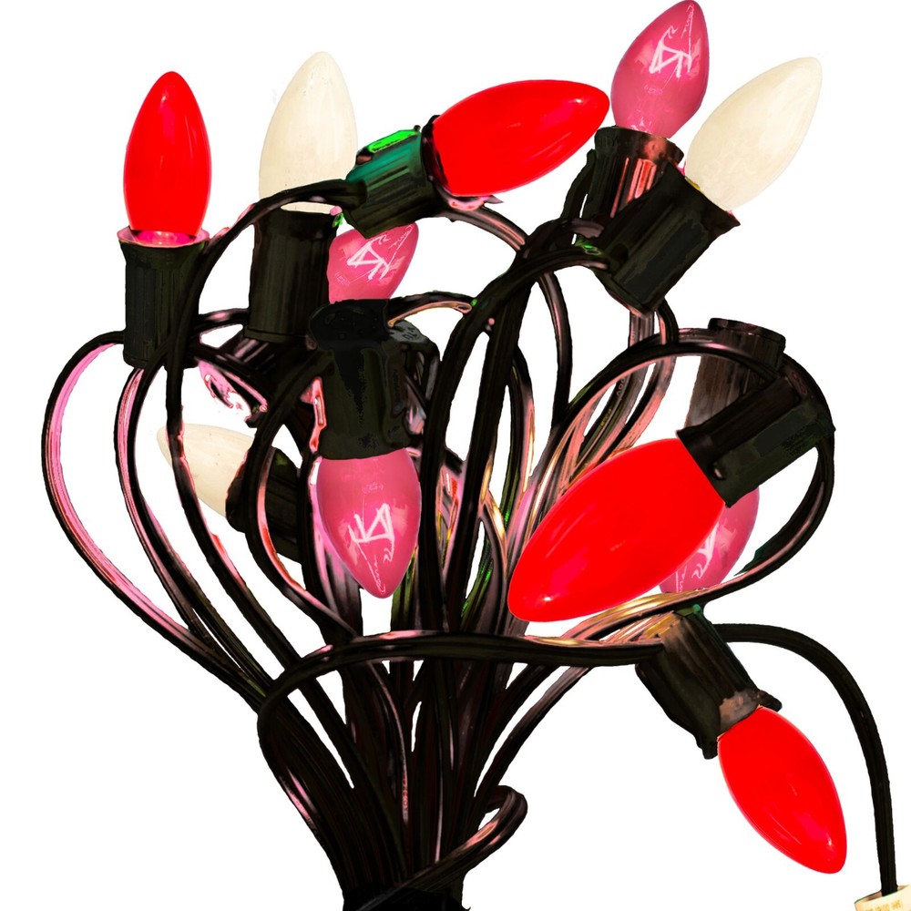 C7 Valentine's Day Lights Red White Pink Solid Ceramic 25 Replacement Blubs