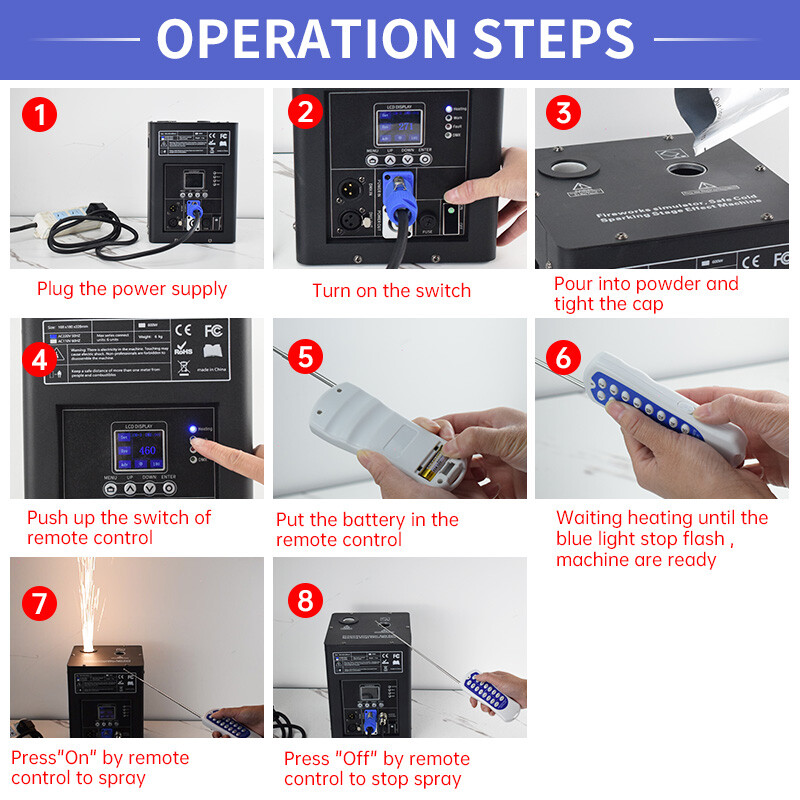 2PCS Cold Spark Firework Machine DMX512 DJ Stage Effect with Flight Case