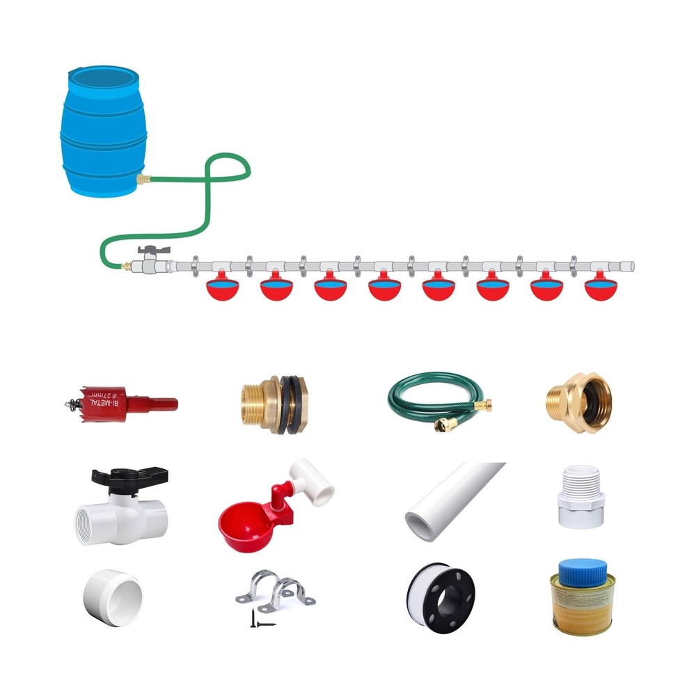 Automatic Chicken Watering System with PVC Pipe (Real Complete Set ... Fast Ship