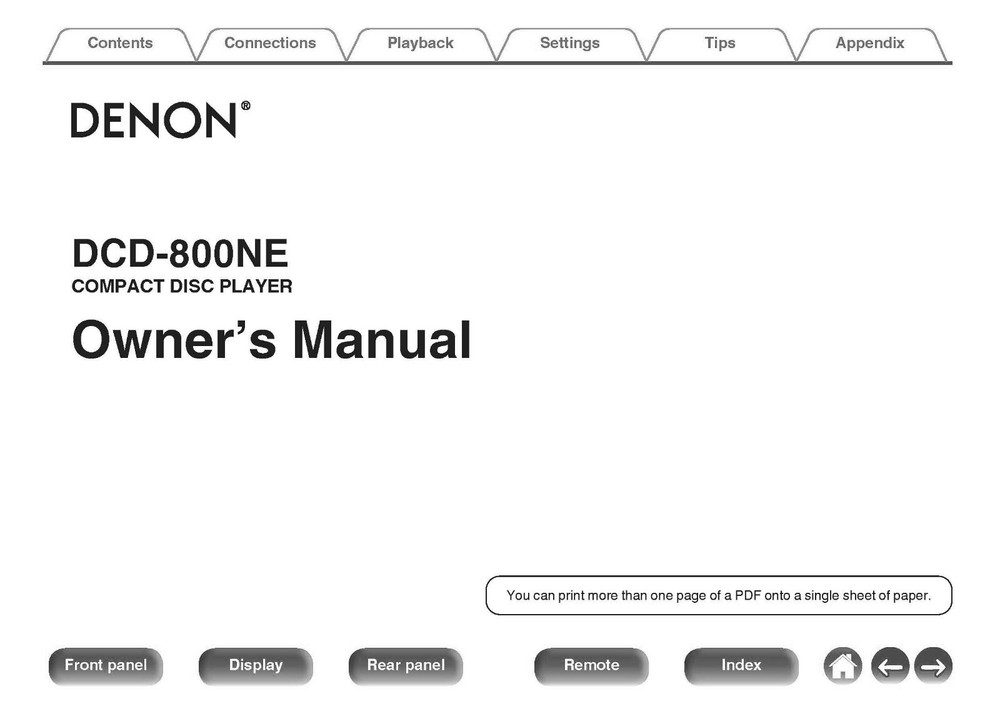 Denon DCD-800NE CD Player Owners Manual