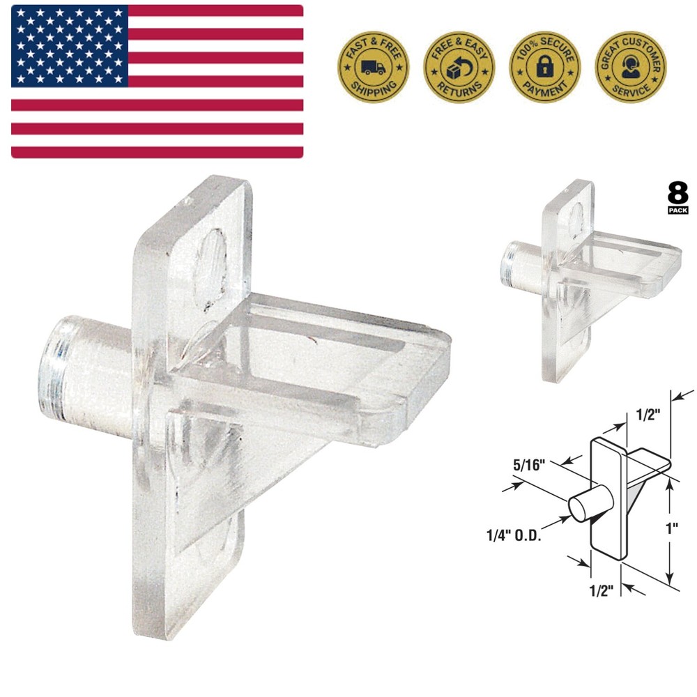U 10136 1/4 In., Clear Plastic, Shelf Support Peg 8 Pack