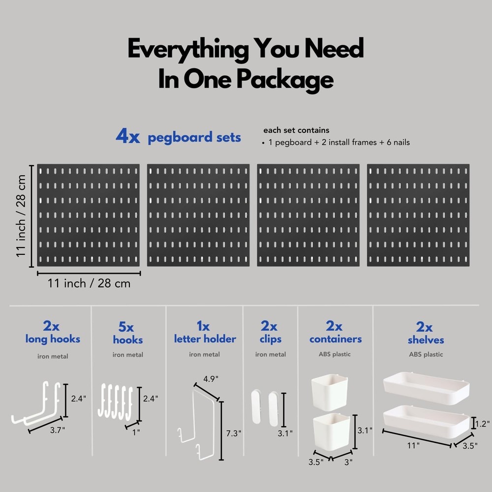 Keepo Peg Board Wall Organizer – Plastic Pegboard Panels, Modular Peg Boar