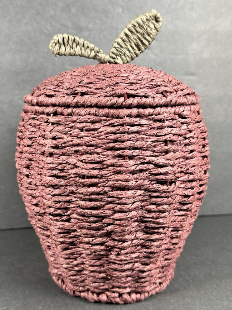 Apple Shaped Wicker Style Decorative Basket