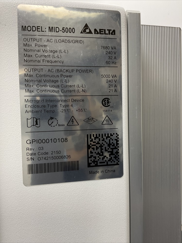 DELTA MID-5000 Auto Transfer Switch for Rapid Shutdown System, 240V *. H-90