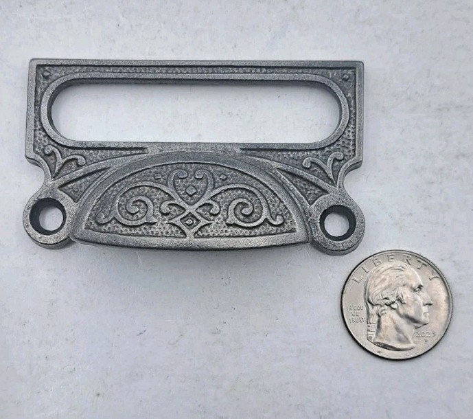 Antique Bin Pull Drawer Apothecary Handle Vintage Cast Iron Hardware