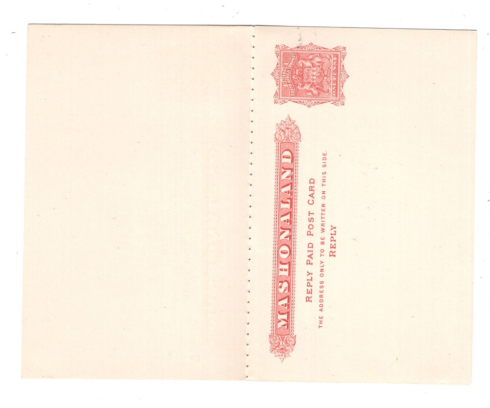 Rhodesia   postal  reply  card   unused