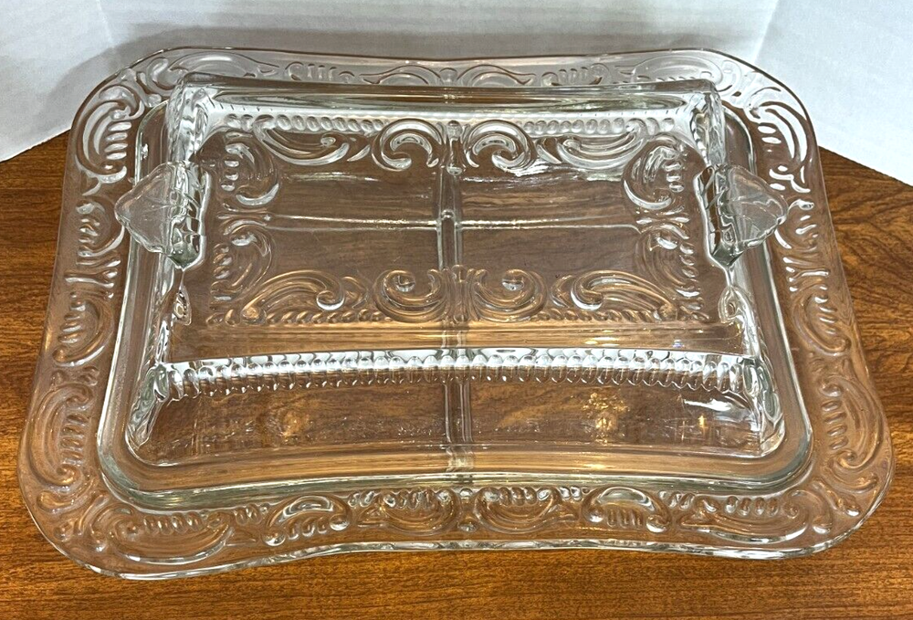 Crystal divided covered dish