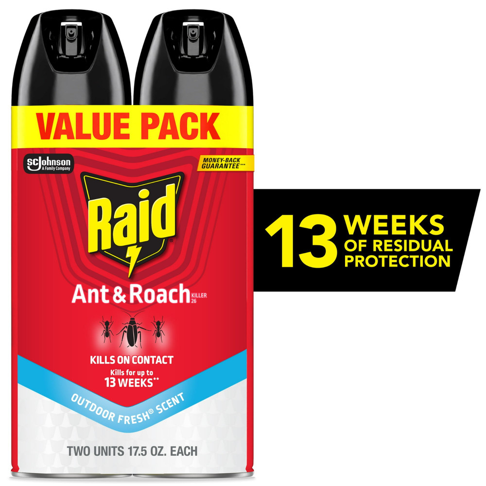 Raid Ant & Roach Killer, 17.5 oz, 2-Pack, Indoor Use, Outdoor Fresh Scent