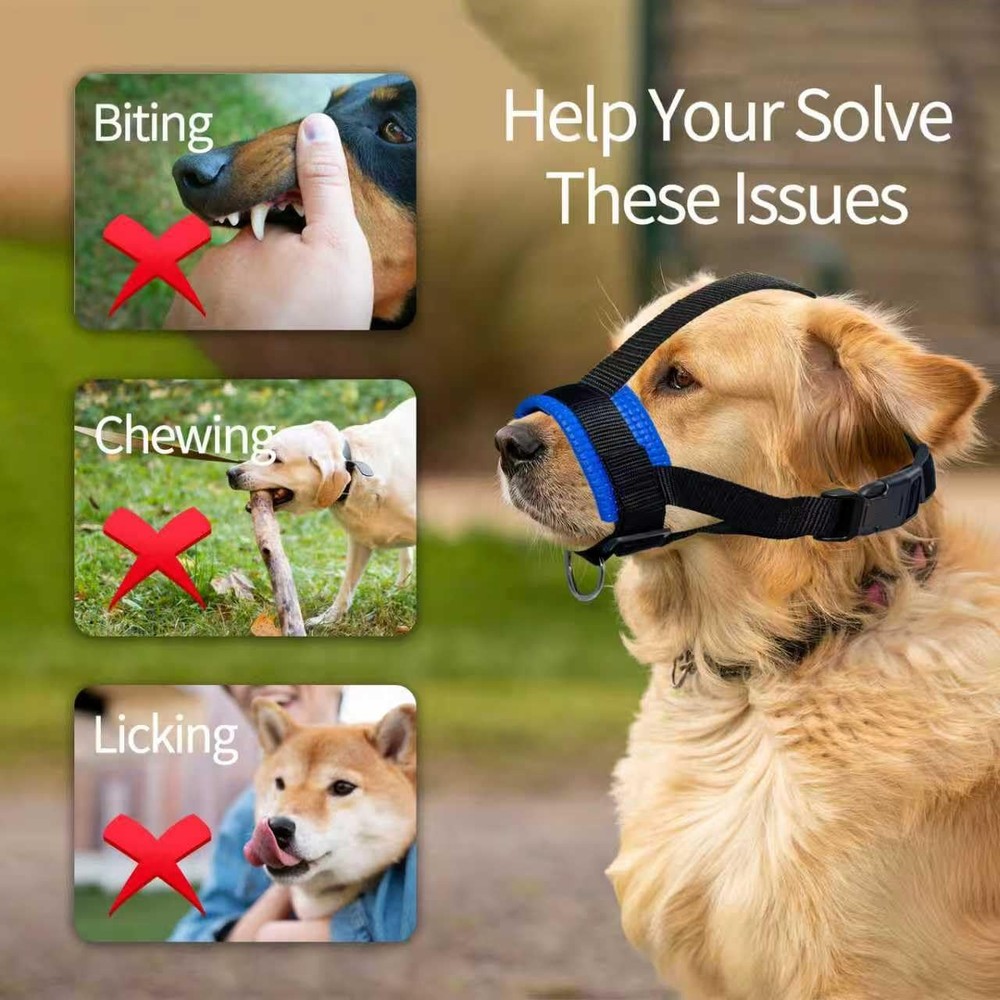 Head Strap Dog Muzzle Prevent from Taking Off by Paws for Small,Medium and La...