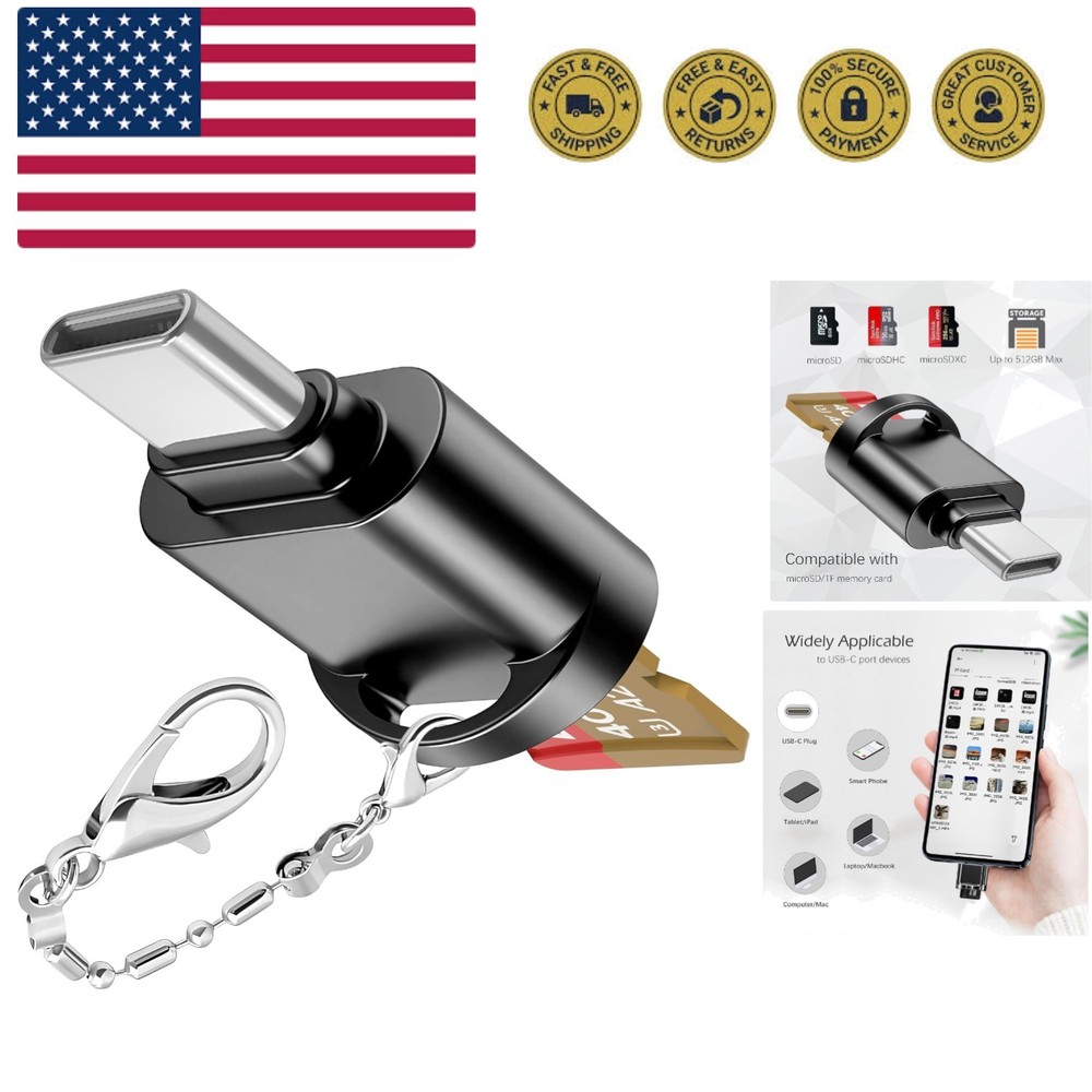 USB C Micro SD Card Reader for Android Phone, Camera, Laptop with Keychain, M...