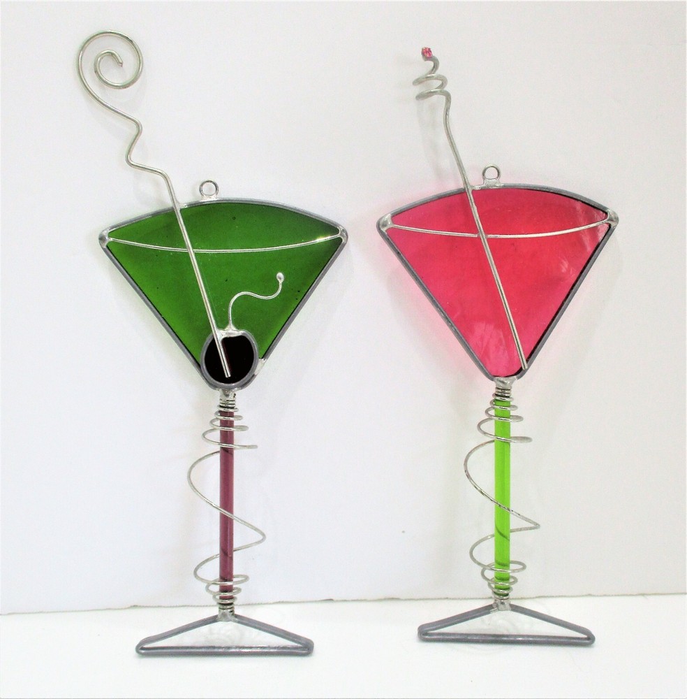 2 Martini Cocktail Glass Colorful Sun Catchers