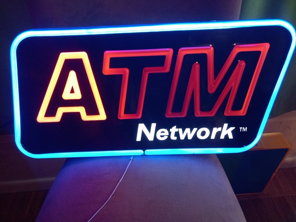 ATM Network Lighted Hanging Sign Pull Chain Store Sign Business