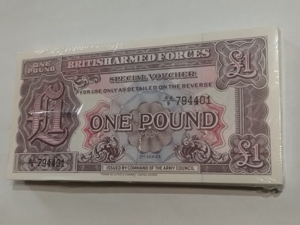 BRITISH ARMED FORCES POUND CURRENCY NOTES SPECIAL VOUCHER UNCIRCULATED SET LOT