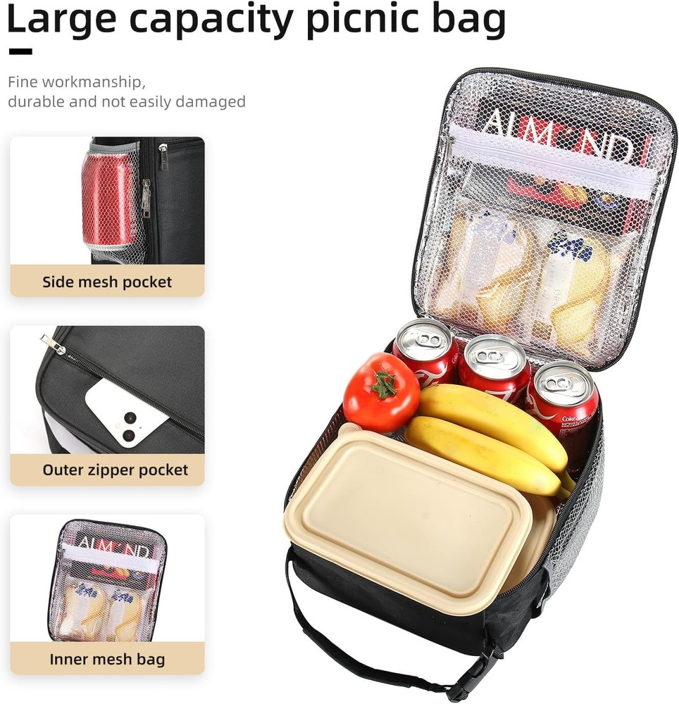 Lunch Box - Insulated Lunch Bag - Lunch Box (Black)