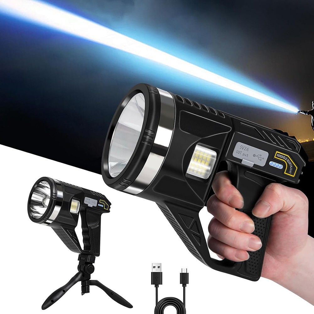 10000000 LED Flashlight Powerful Torch USB Rechargeable Spotlight Searchlight