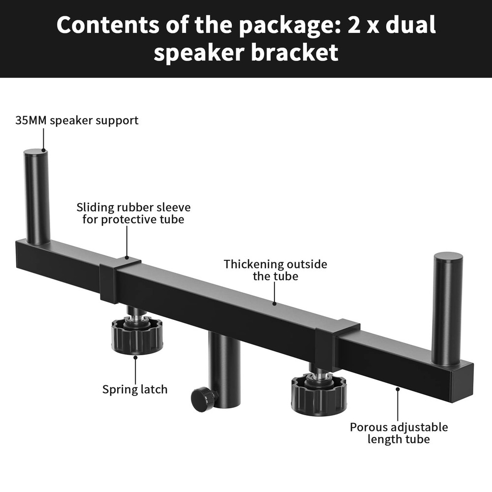 Dual Speaker Mounting Fork Bracket - Adjustable Width 16"-22" Set of 2 Dual