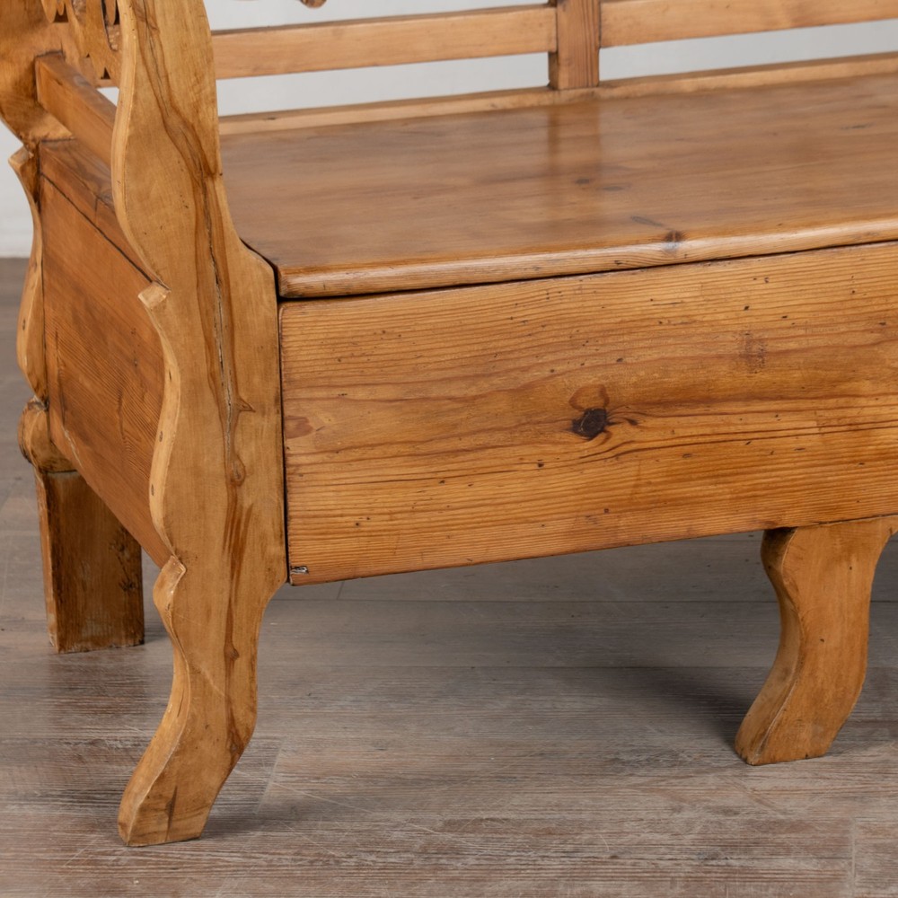 19th Century Swedish Pine Bench with Storage