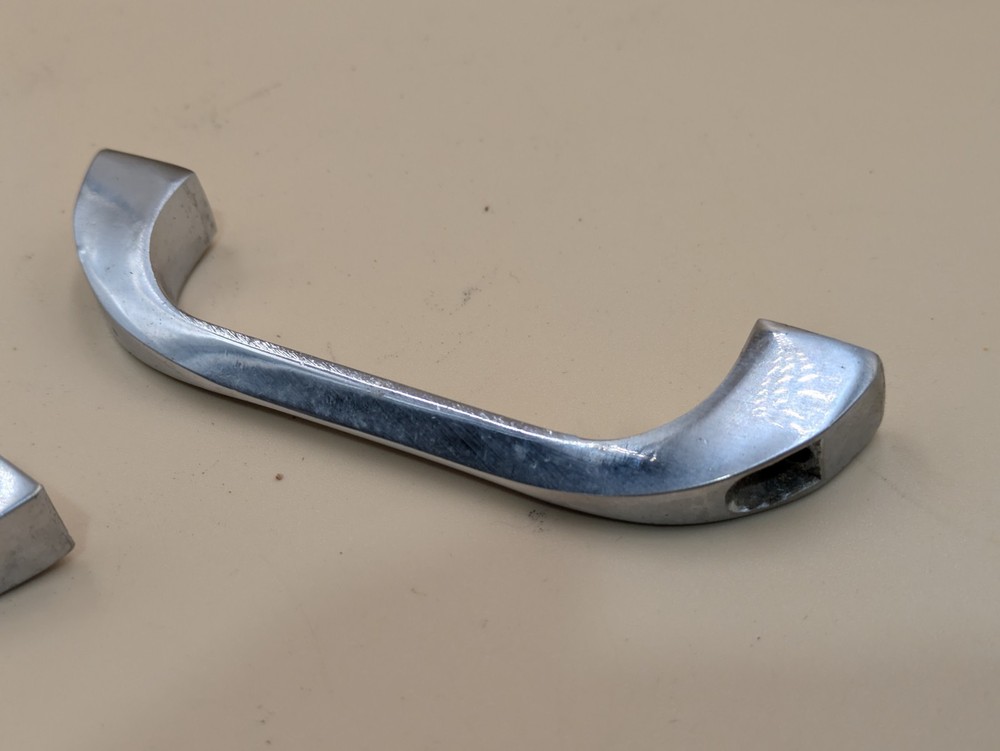 Pair Vintage Surrey Ware Mid Century Kitchen Cabinet Drawer Pull Handle Chrome