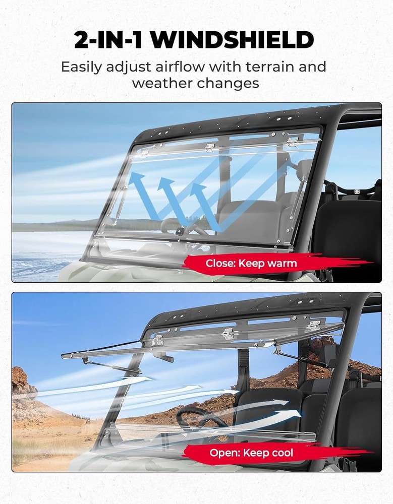 Can Am Defender Full Front Windshield Flip 2 in 1