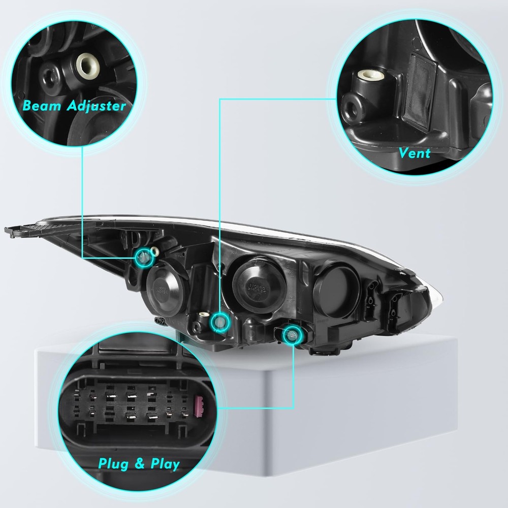 Headlight Assembly for 2012-2014 Ford Focus Chrome Housing Left Driver Side