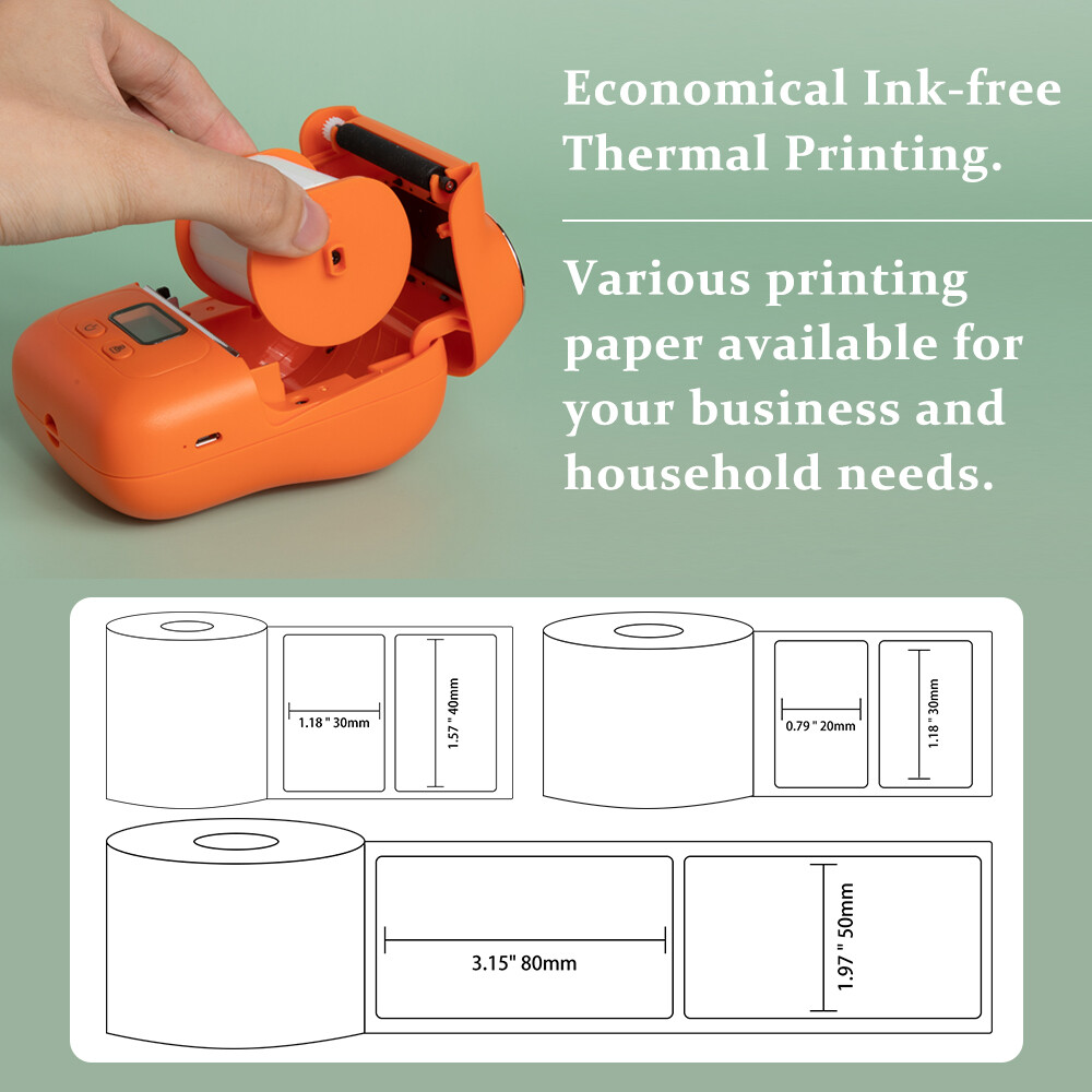 Phomemo M110 Portable Mini Thermal Label Printer Mobile Bluetooth +3 Rolls Paper