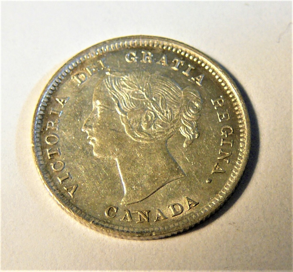 Canada 1894 Silver 5 cents  AU