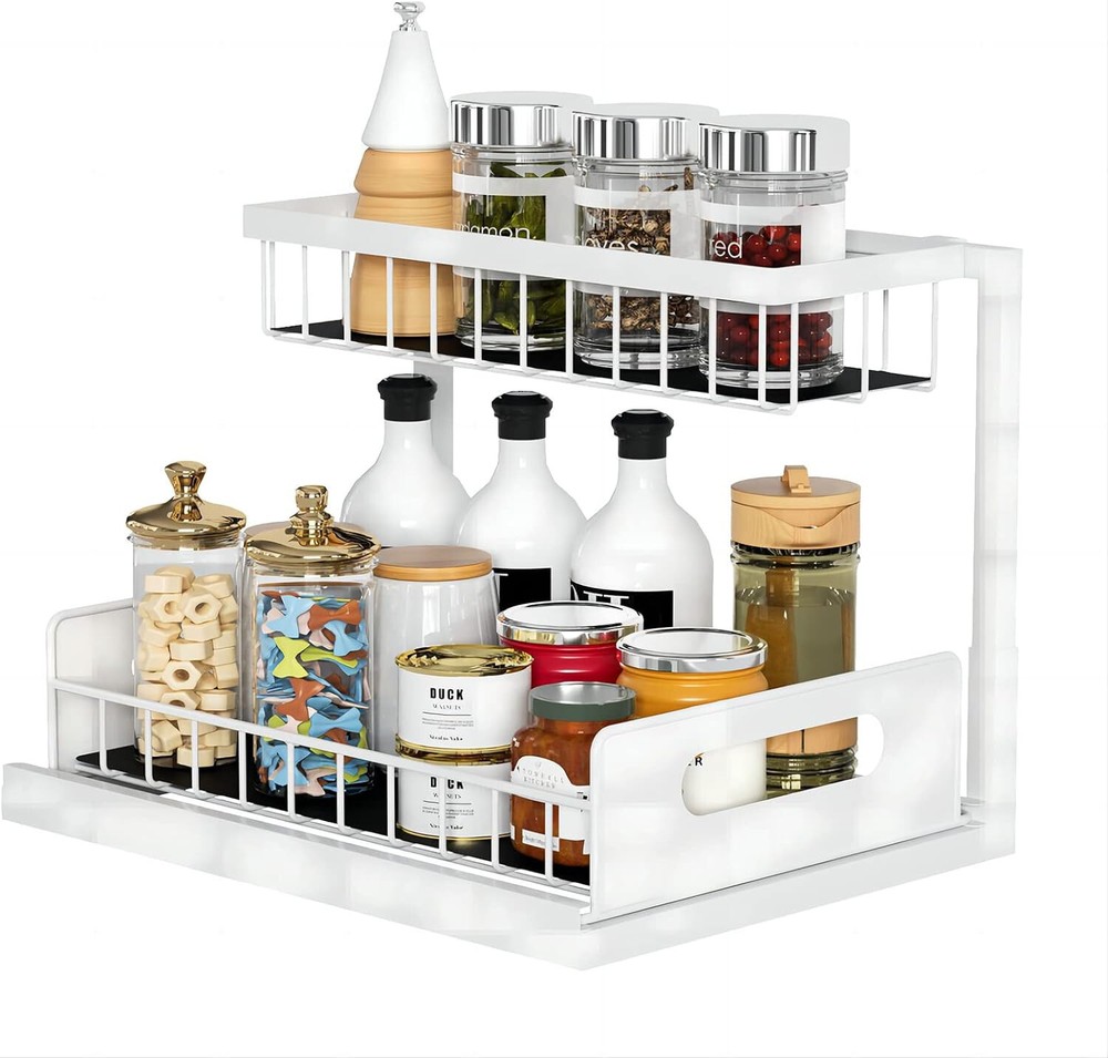 Under Kitchen Sink Organizers and Storage 2 Tier Pull Out Cabinet bathroom