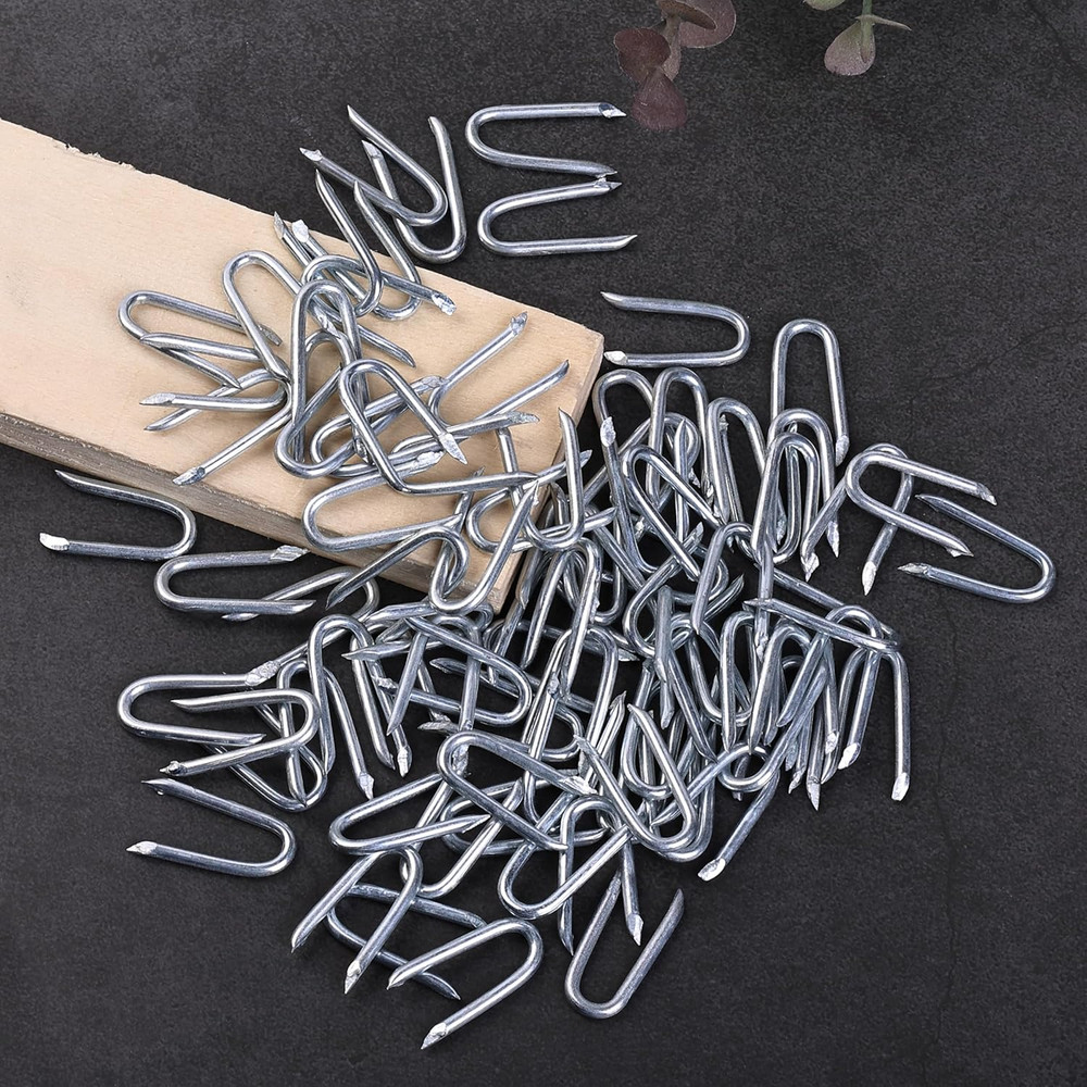 Fence Staples 200 pcs 1 Galvanized Steel Silver U Silver