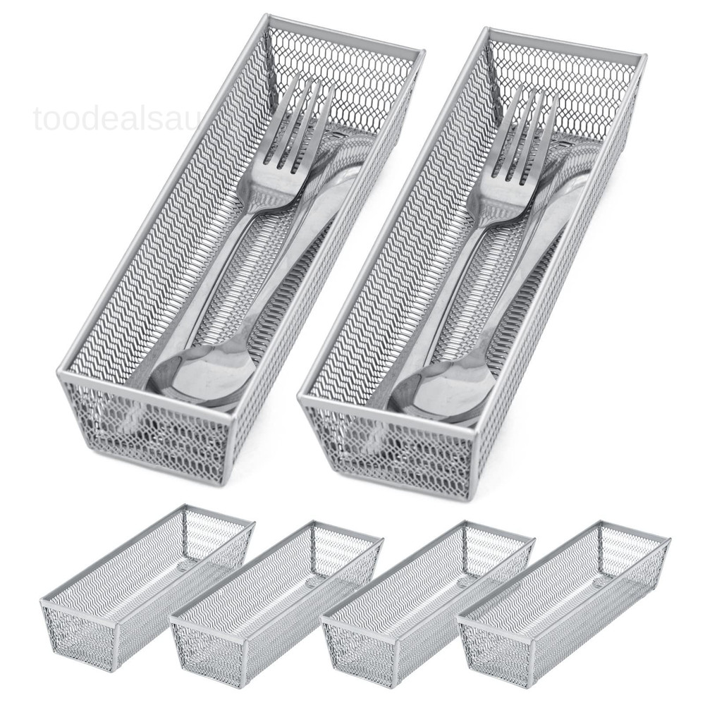 Silverware Organizer,Mesh Drawer Organizer for Pack 6, Silver-6 pack