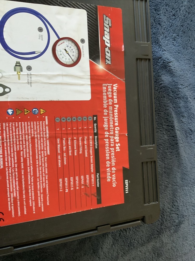 Snap On Eepv511, Vacuum Pressure Guage Set…good Shape….see Pics…