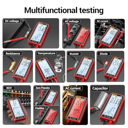 Digital Multimeter, Voltmeter Smart Electrical Tester 6000 Counts with 620A Red