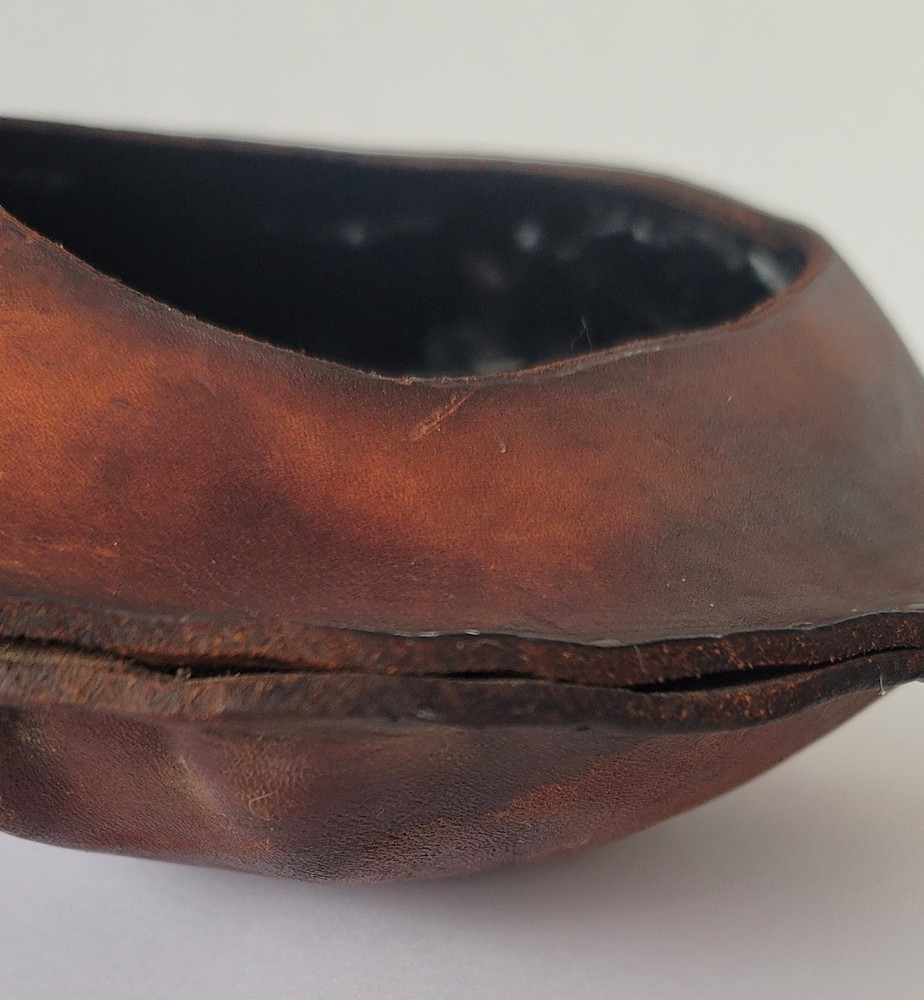Vintage Rustic Leather Nailed Handcrafted Planter Bowl 8” Diameter