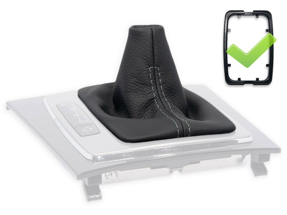 FOR MERCEDES C207 08-17 automatic GEAR SHIFT GAITER LEATHER s. GRAY + FRAME
