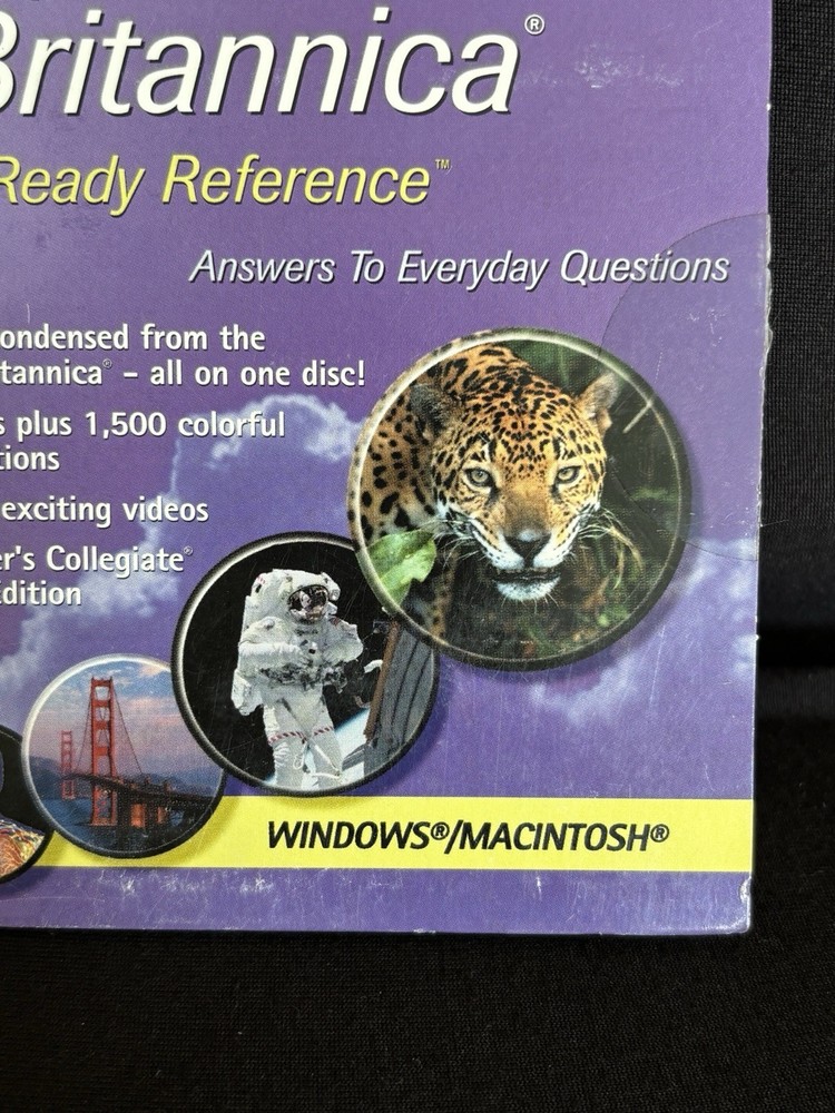 Encyclopaedia Britannica Ready Reference PC Mac CD ROM VTG 2002 Cardboard Case