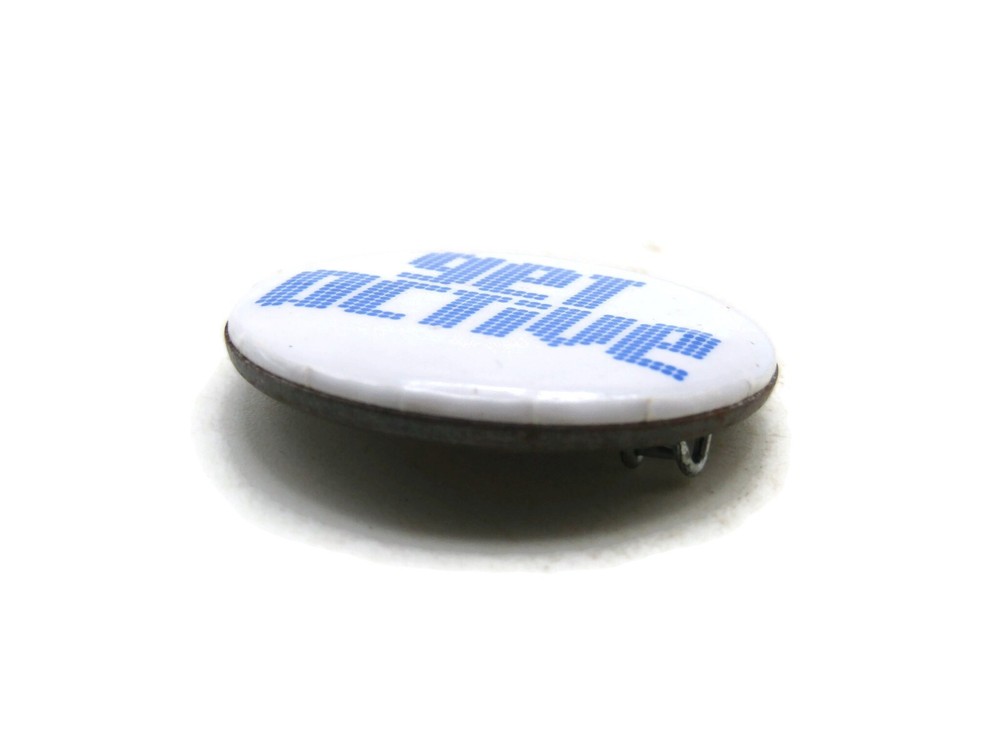 Vintage "Get Active" Slogan Pinback Button Retro 80s Pixelated Dot Matrix Font