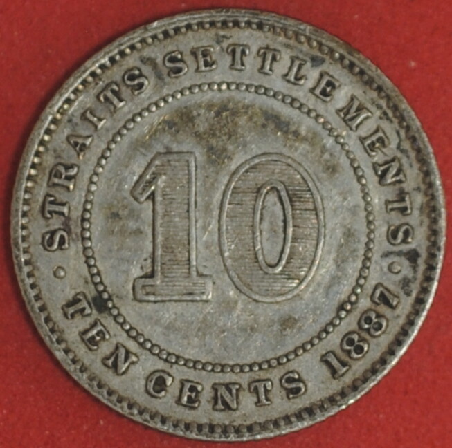 1887 Straits Settlements 10 Cents VF