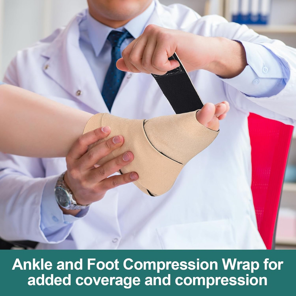 2-Pack Ankle & Foot Compression Wraps, Adjustable Lymphedema Support Braces Unis