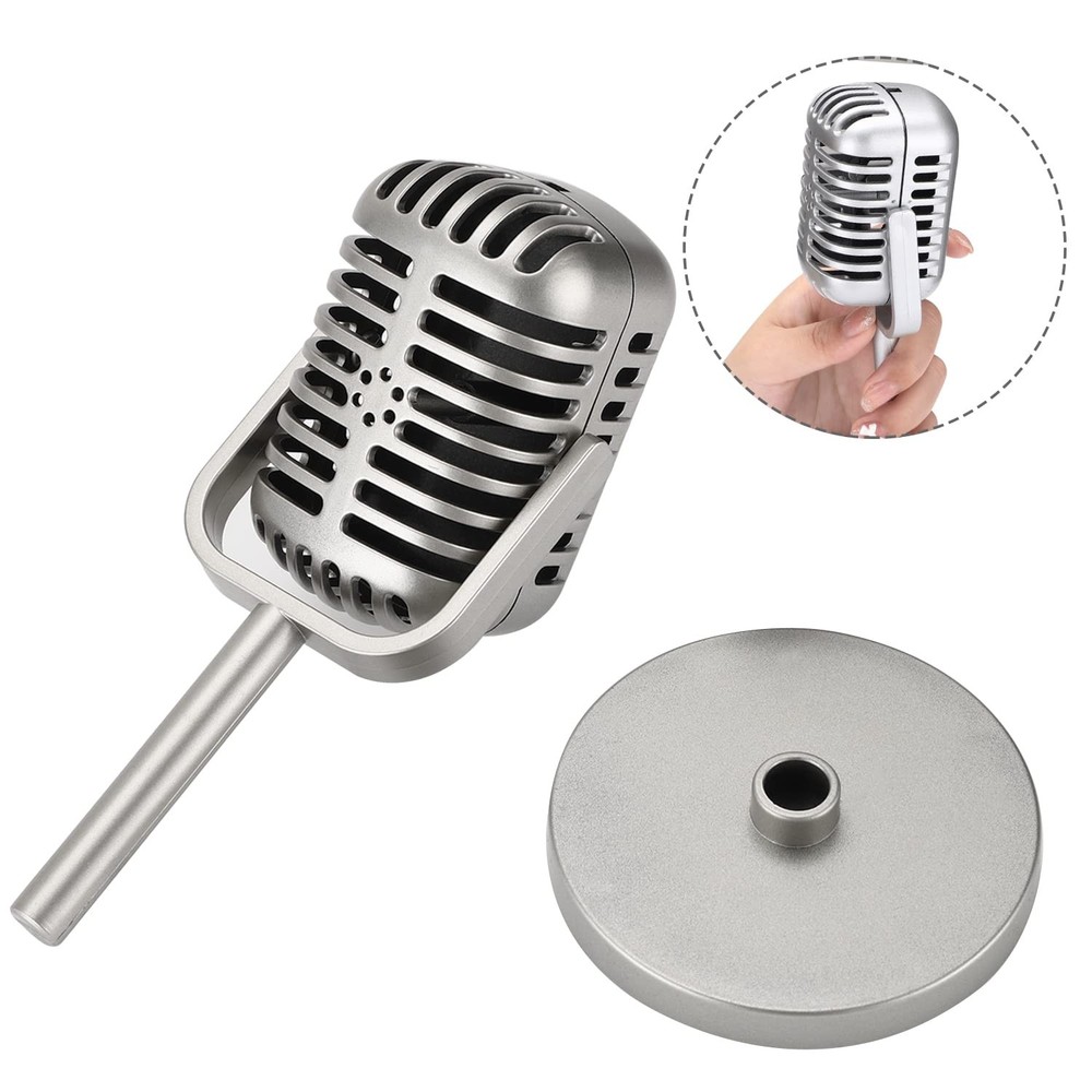 Facmogu Classic Retro Style Microphone Prop with Non-Adjustable, Silver