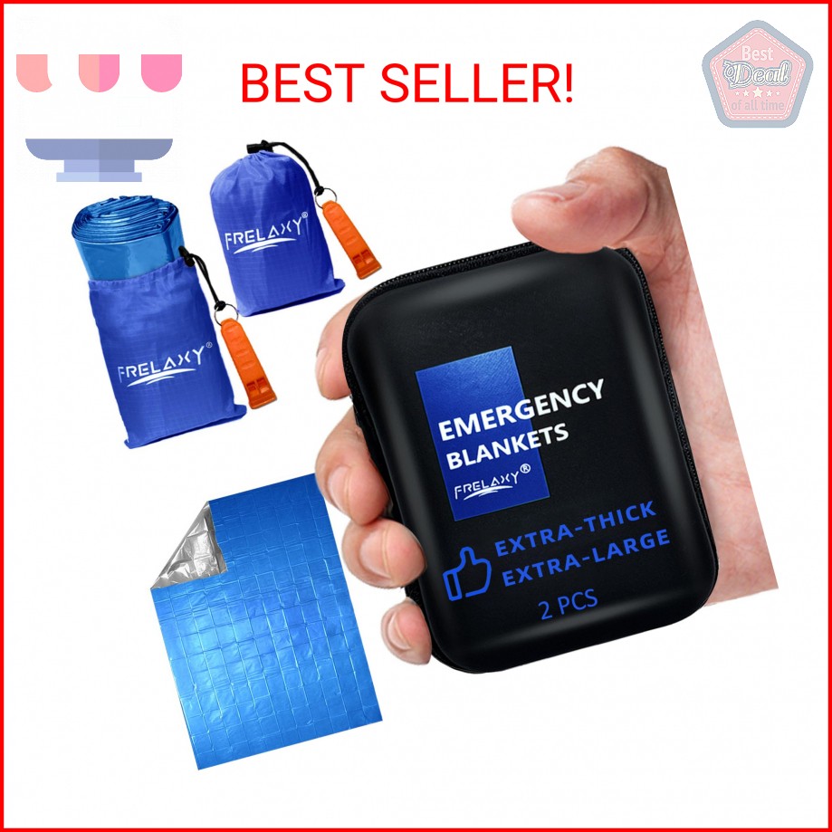 Frelaxy Emergency Blanket 2-Pack/4-Pack, Extra-Thick Extra-Large Space Blankets