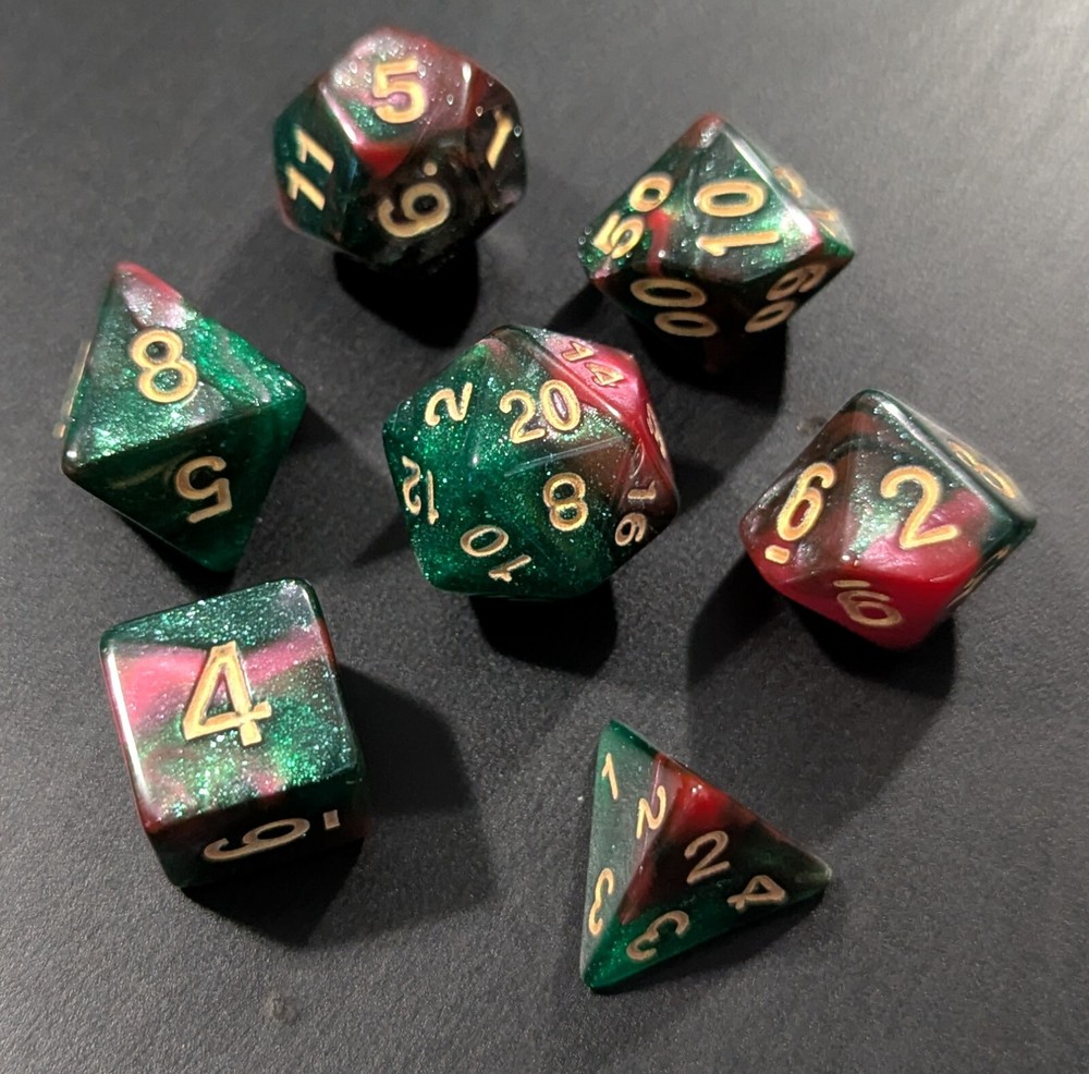 ✨Crimson Grove✨ 7 Dice Set Poly RPG DnD Dungeons Dragons AD&D Pathfinder d20