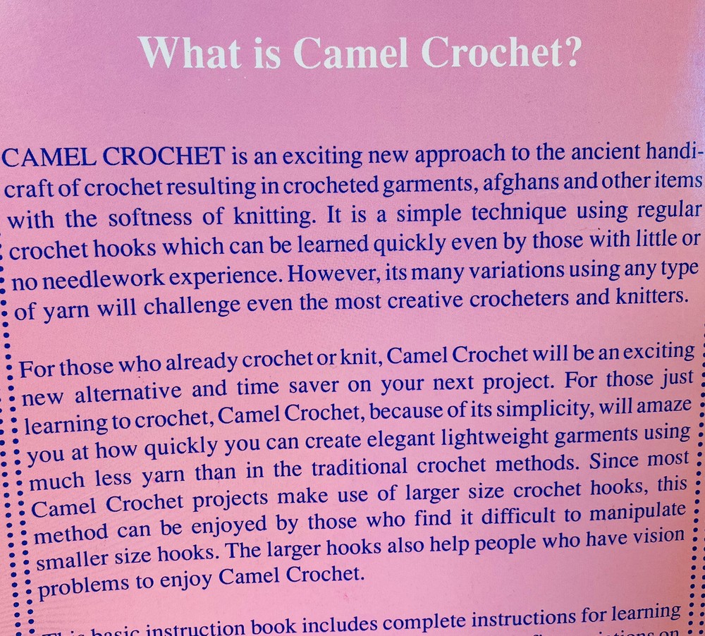 Camel Crochet 4 Patterns Baby Clothes Afghans Basic Instruction Book Sweater