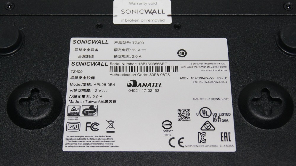 SonicWALL TZ400 Network Security Firewall APL28-0B4 w/ Power Adapter